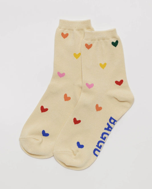 baggu heart socks - multicolour hearts pattern