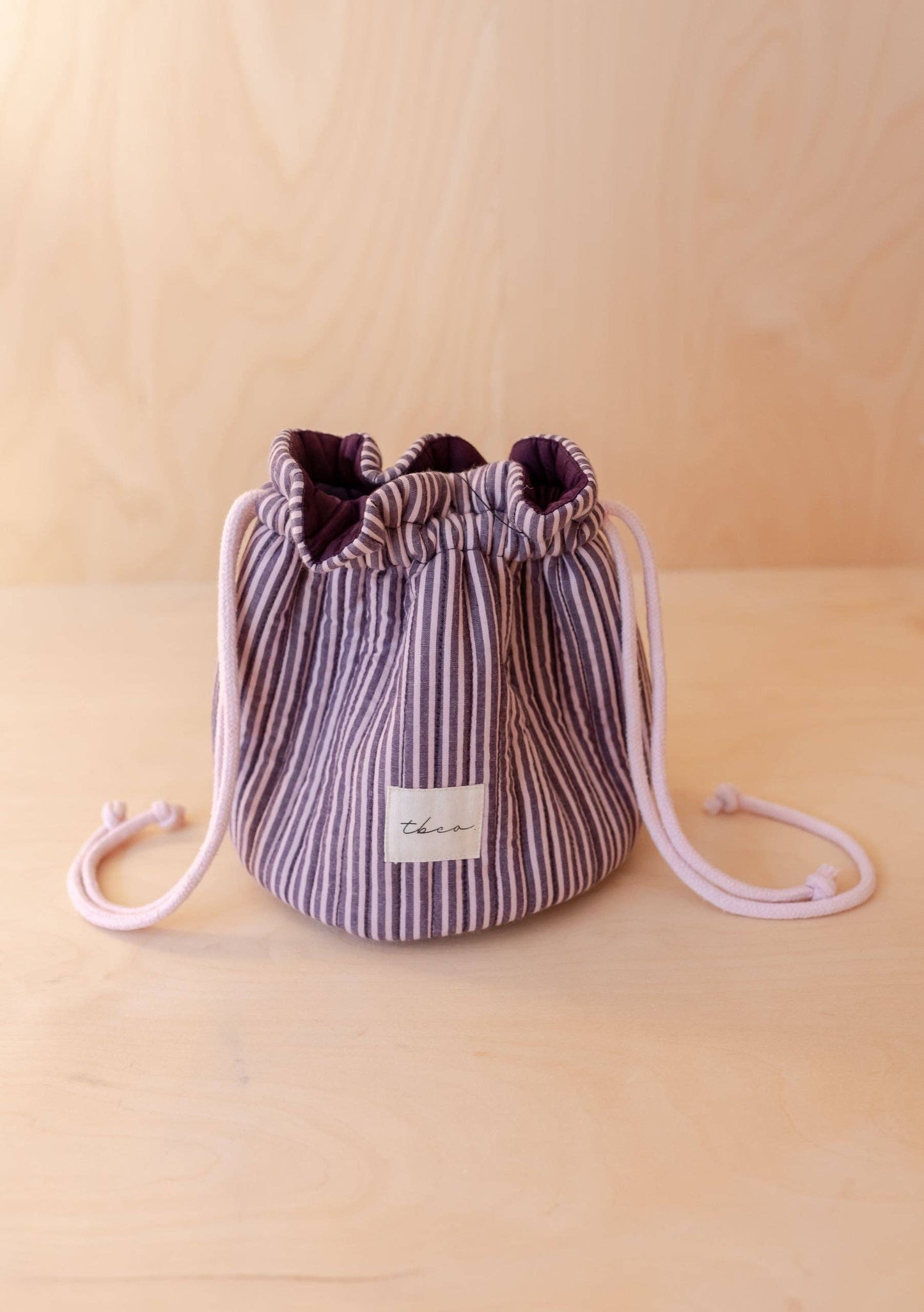TBCo Cotton Wash Bag in Burgundy Stripe
