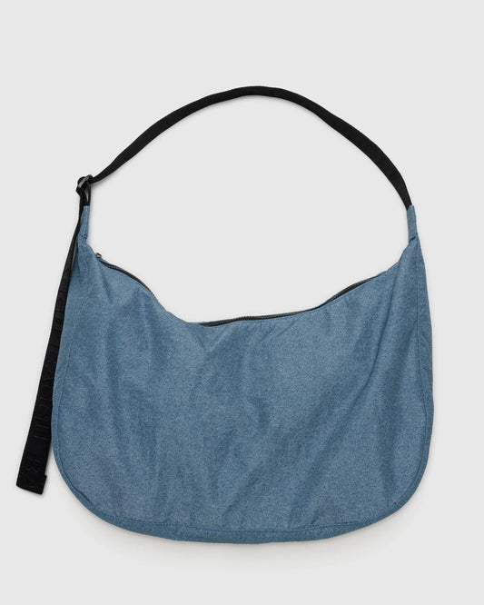 BAGGU large nylon crescent bag in blue digital denim 