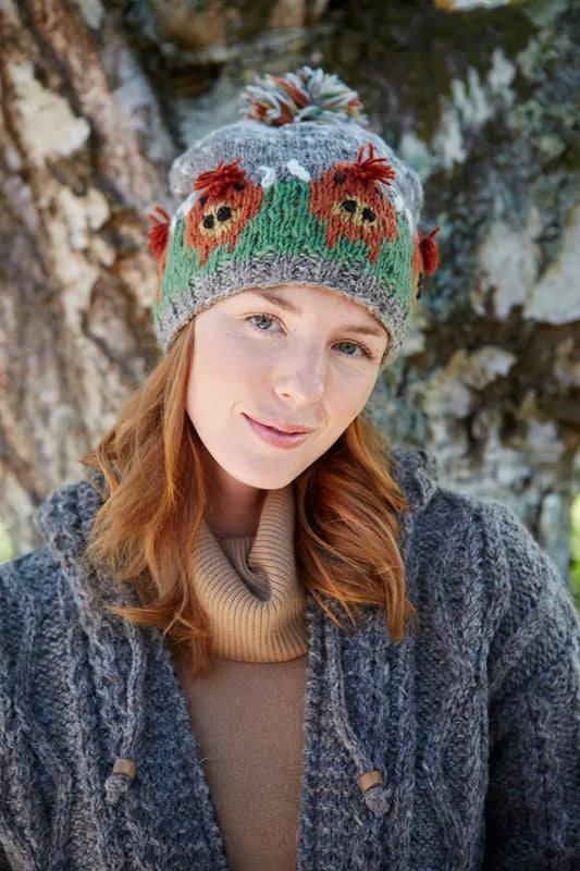 pachamama herd of highland cow bobble beanie 