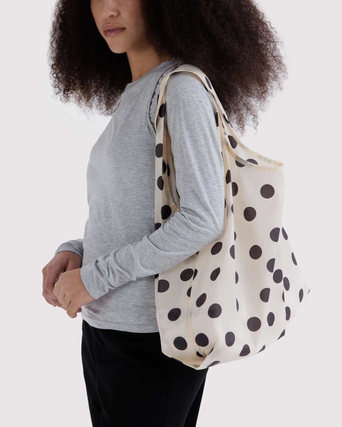 BAGGU Standard Reusable Bag - Cream and Black Polka Dot
