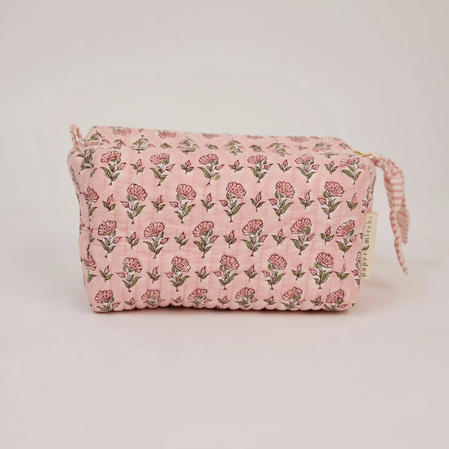 Paper Mirchi Organic Cotton Toiletry Medium Bag - Ditsy Floral Blush