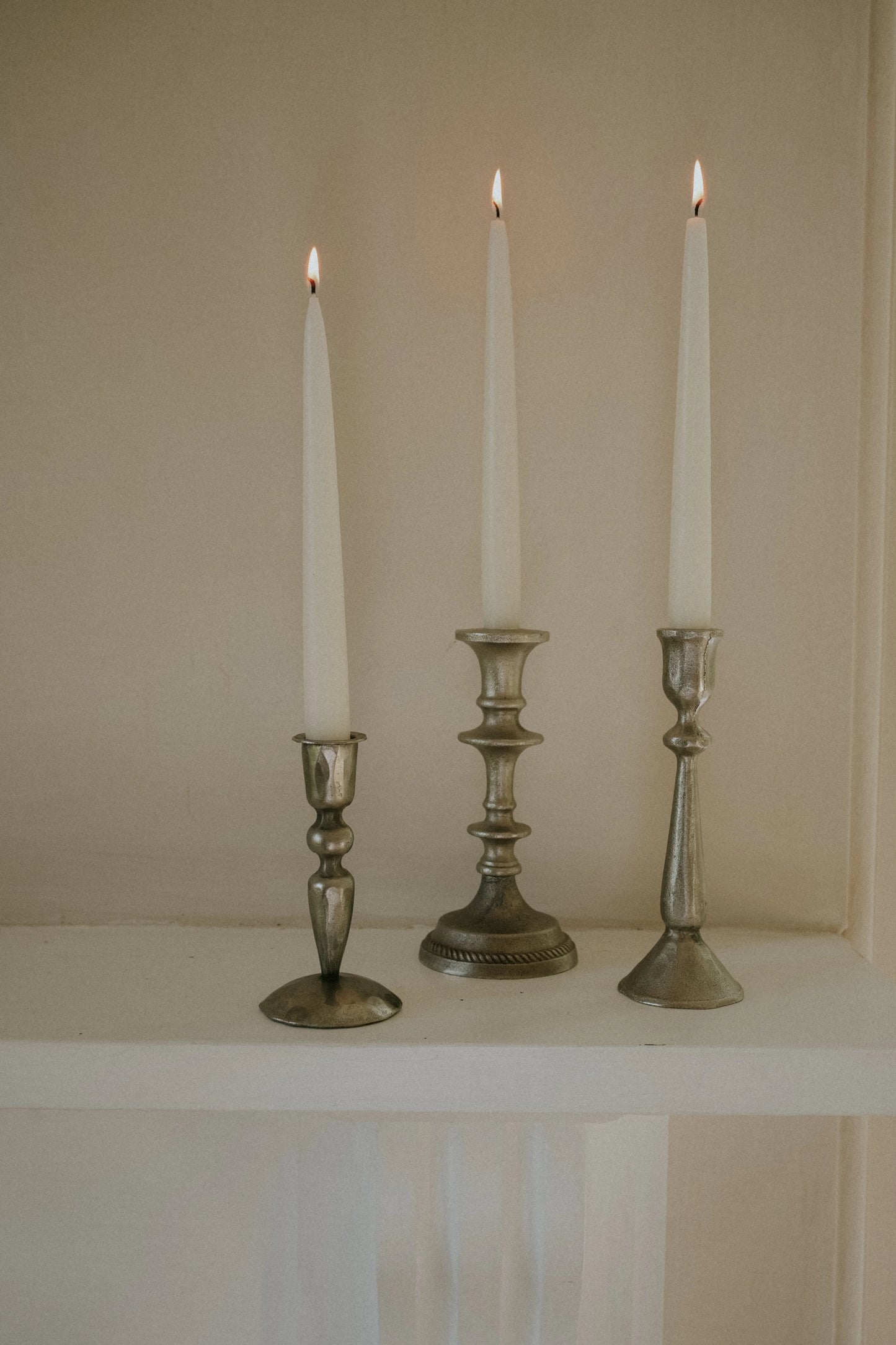 Morgan Wright Antique Silver French Candlestick Large