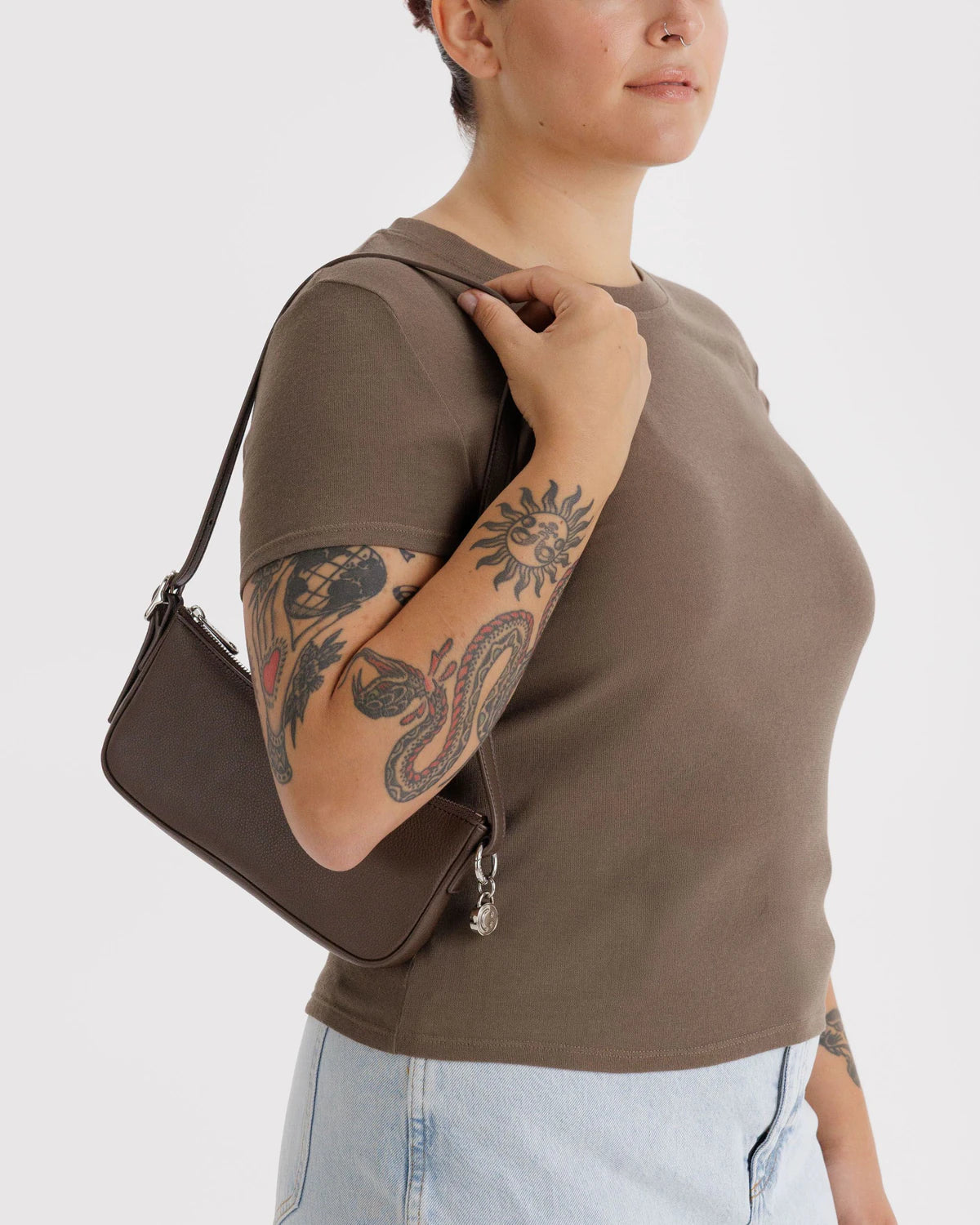 BAGGU Recycled Leather Pochette - Brown