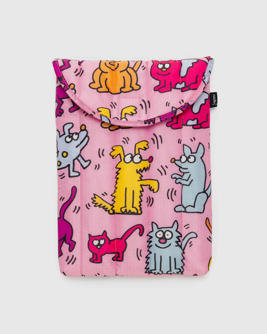 BAGGU puffy laptop sleeve in 13''/14'' inch in Keith Haring Pets print 