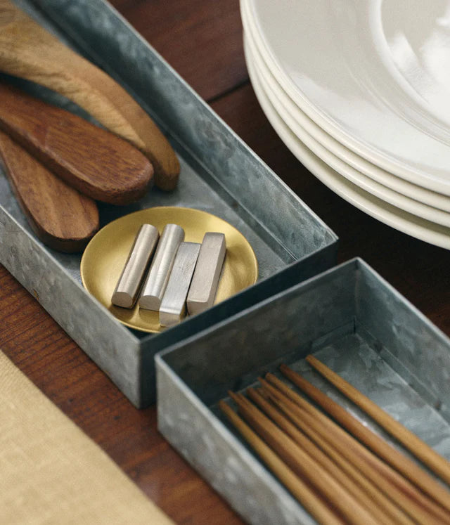 Fog Linen Silver Brass Cutlery / Chopstick Rest - Square
