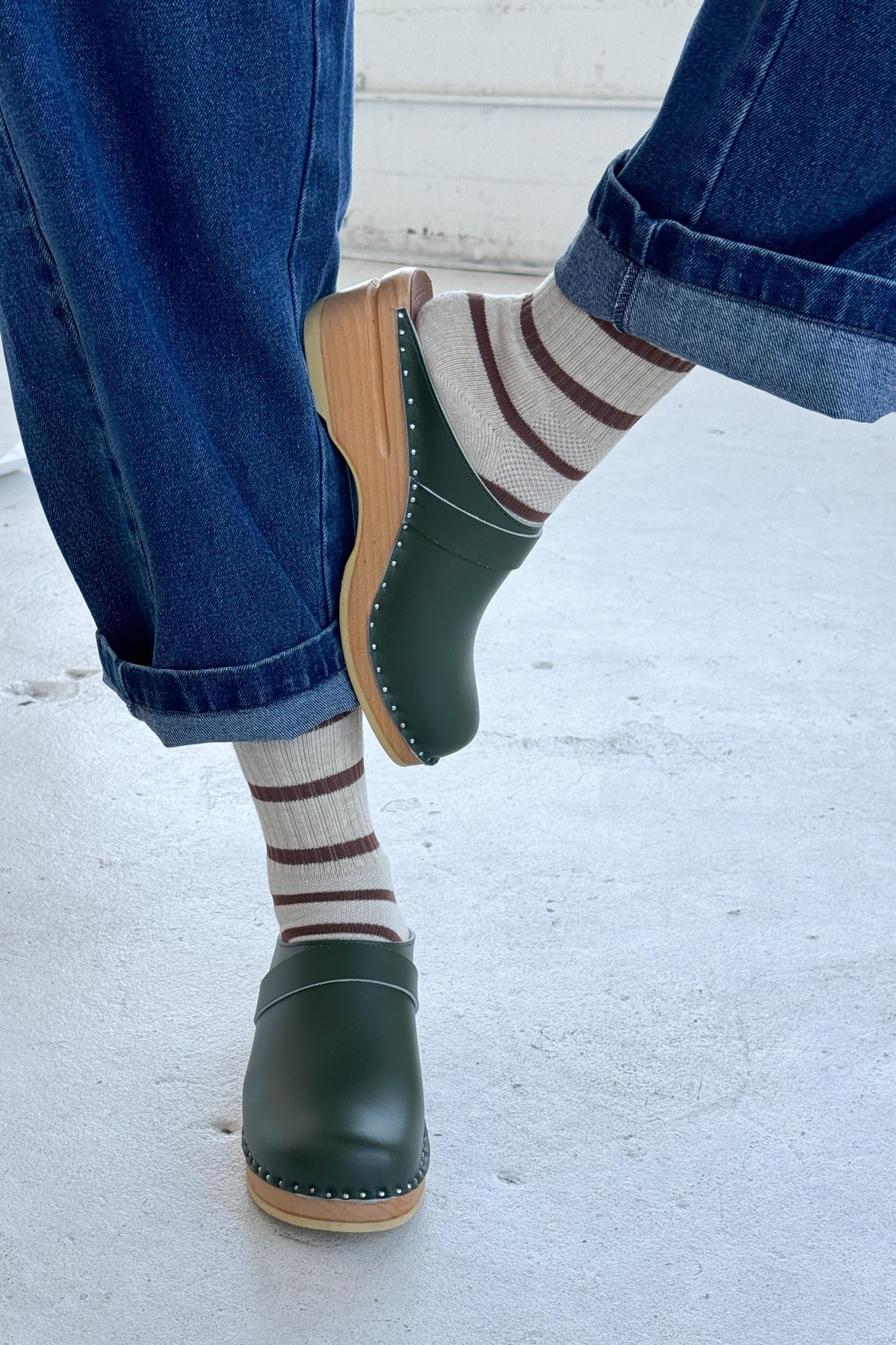 Le Bon Shoppe Striped Boyfriend Socks - Flax Stripe