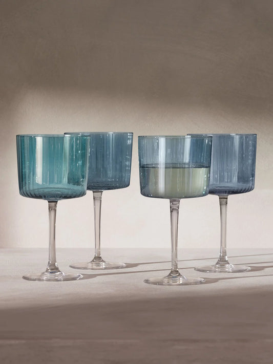 lsa gems wine glasses (set of 4) in the shade sapphire