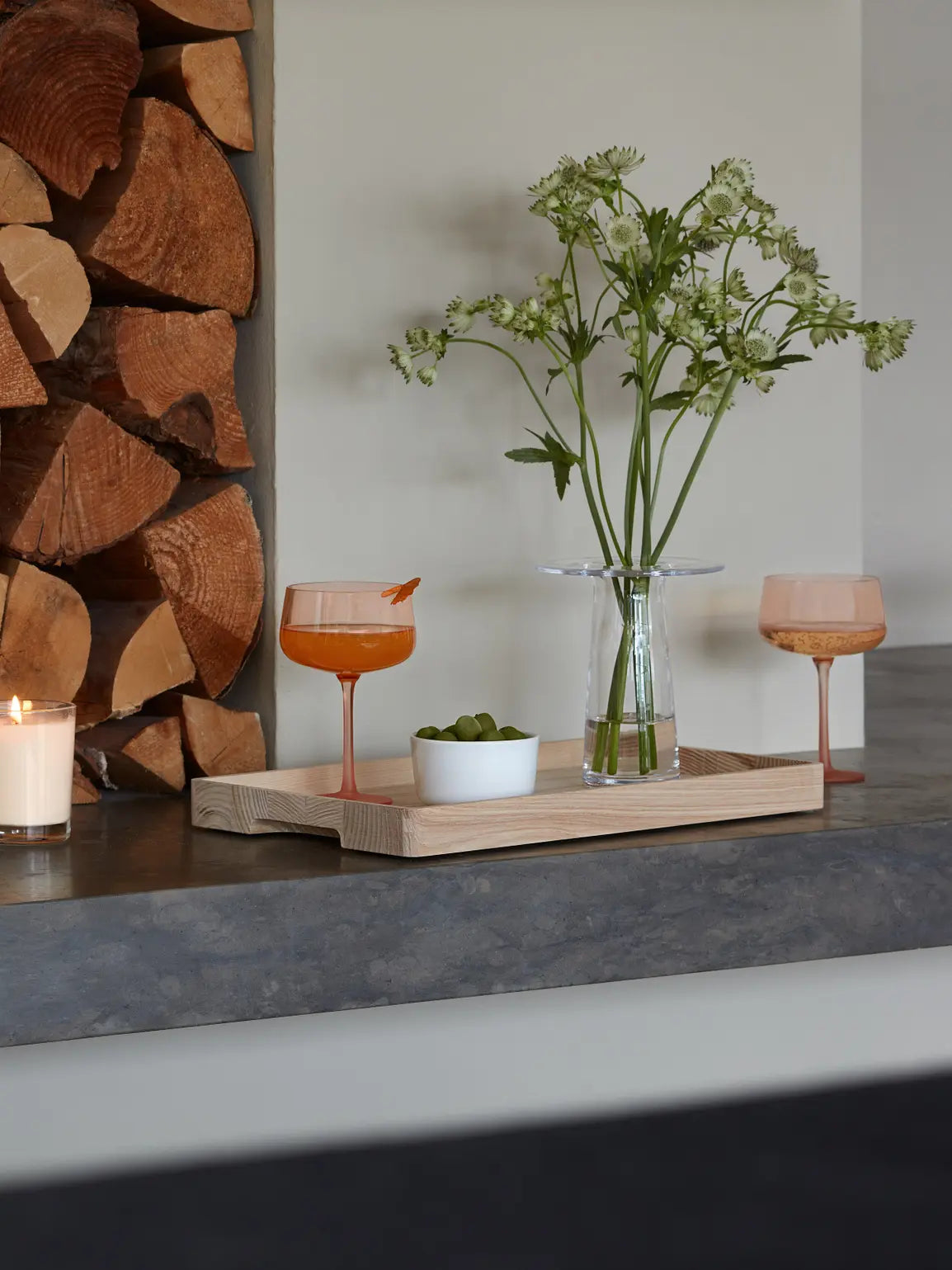 LSA Arc Contrast Cocktail Saucer 250ml Set of 2 - Coral