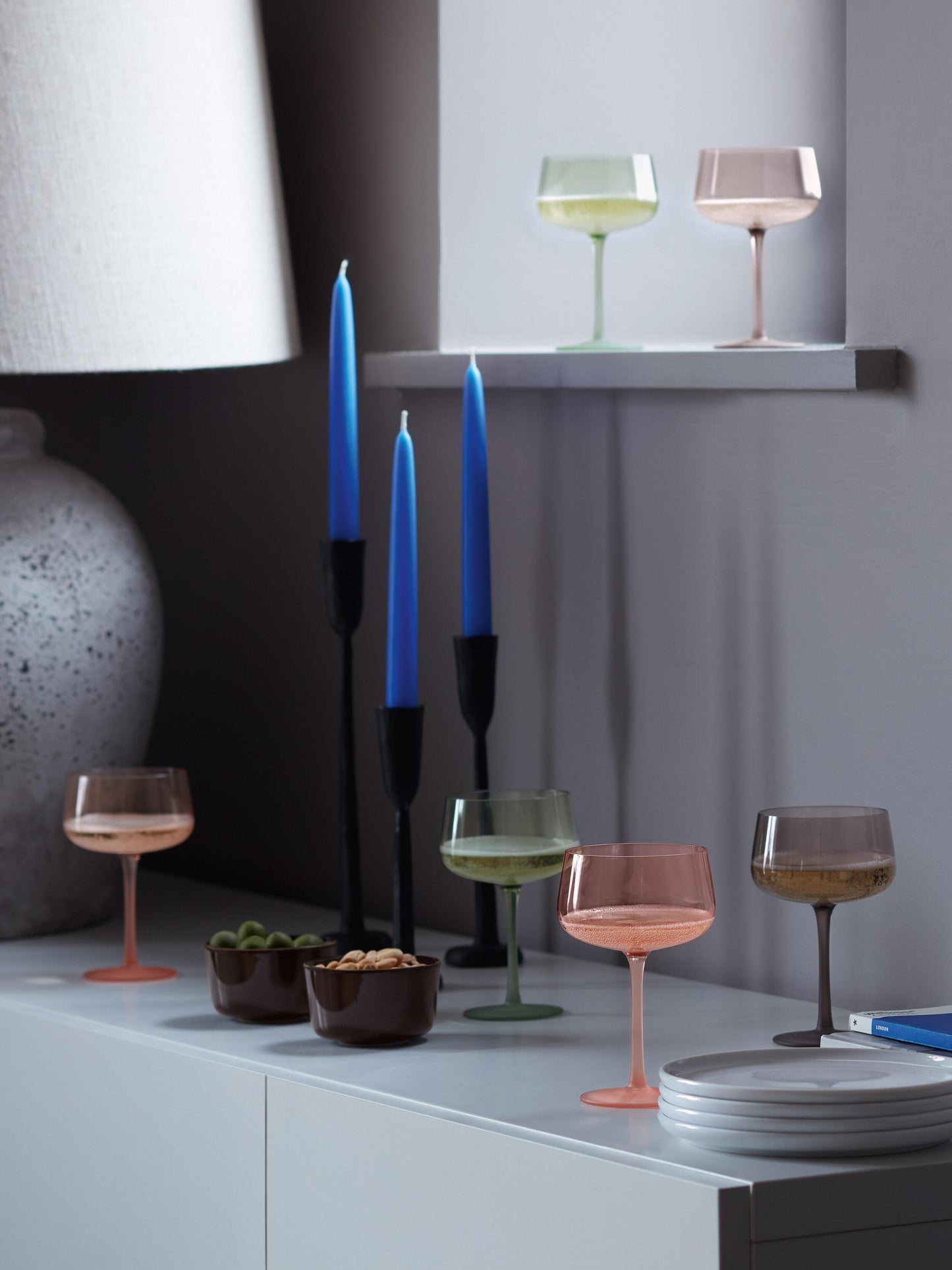 LSA Arc Contrast Cocktail Saucer 250ml Set of 2 - Coral