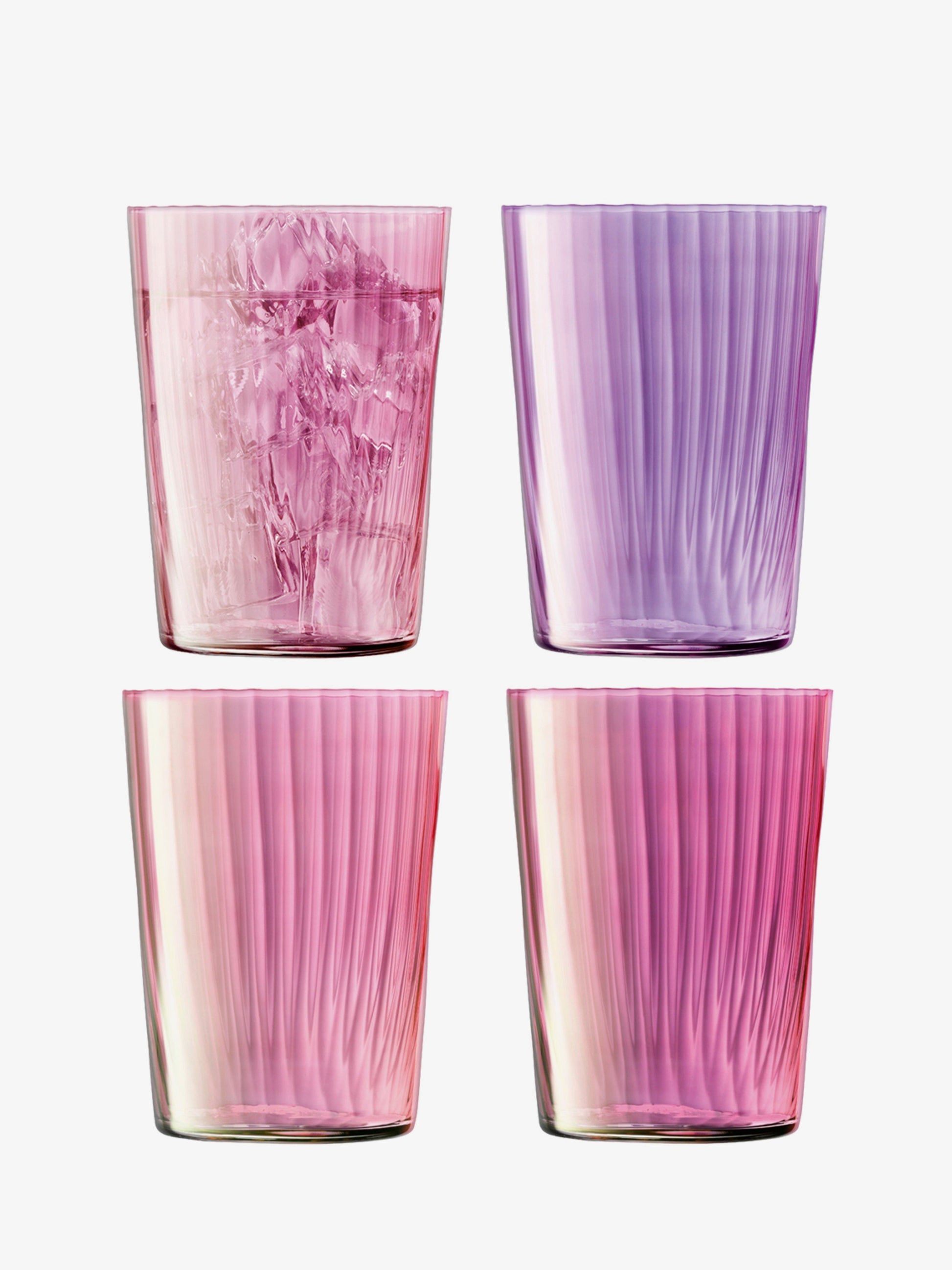 set of 4 glasses from LSA in pink and lilac colours. 560ml