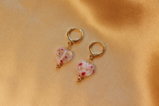 Wonder Lounge Glass Heart Huggie Hoops Earrings