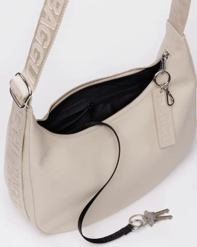 BAGGU Medium Recycled Leather Crescent Bag - Stone