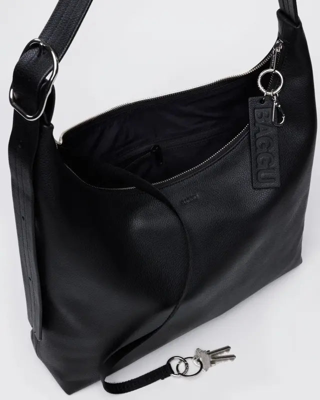 BAGGU Recycled Leather Shoulder Bag - Black