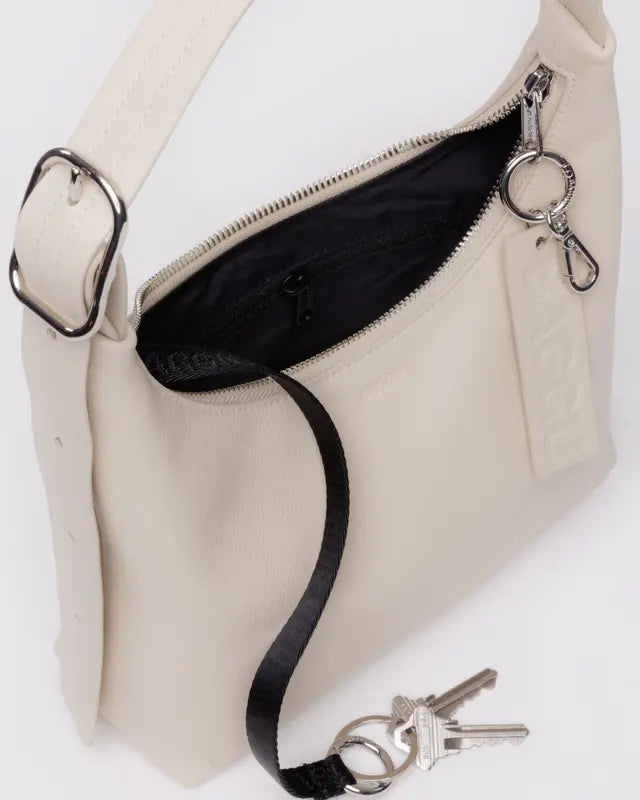 BAGGU Mini Recycled Leather Shoulder Bag - Stone