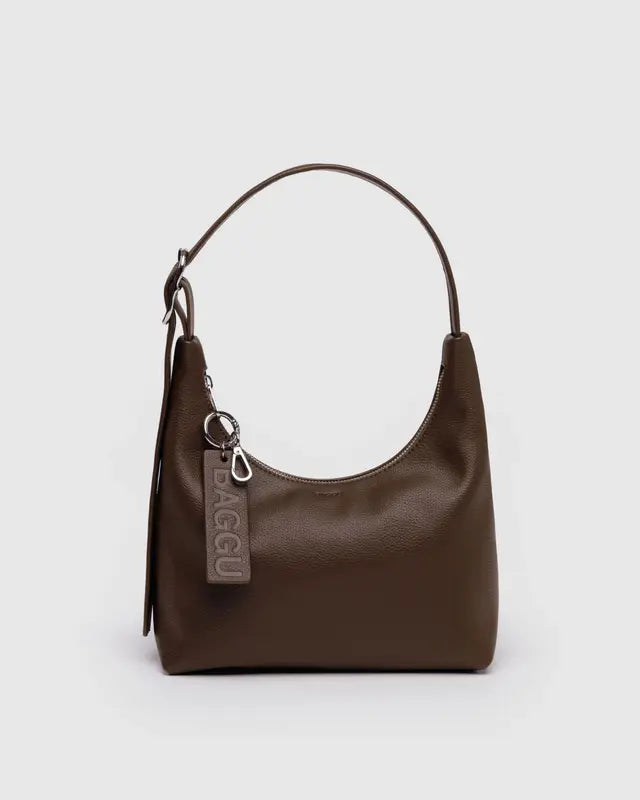 BAGGU BAGGU Mini Recycled Leather Shoulder Bag  - Brown