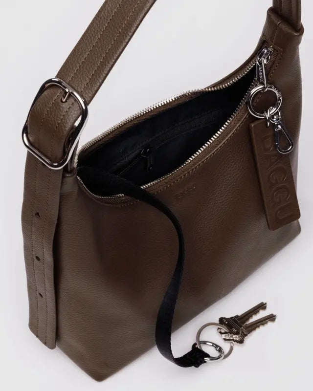 BAGGU BAGGU Mini Recycled Leather Shoulder Bag  - Brown