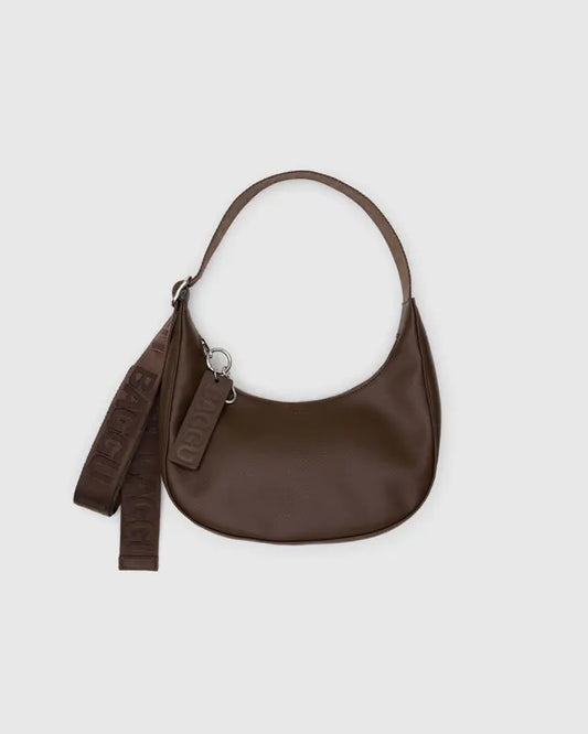 BAGGU Small Recycled Leather Crescent Bag - Brown