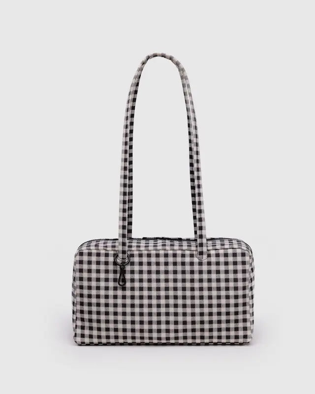 BAGGU Nylon Bowler Bag - Black & White Gingham