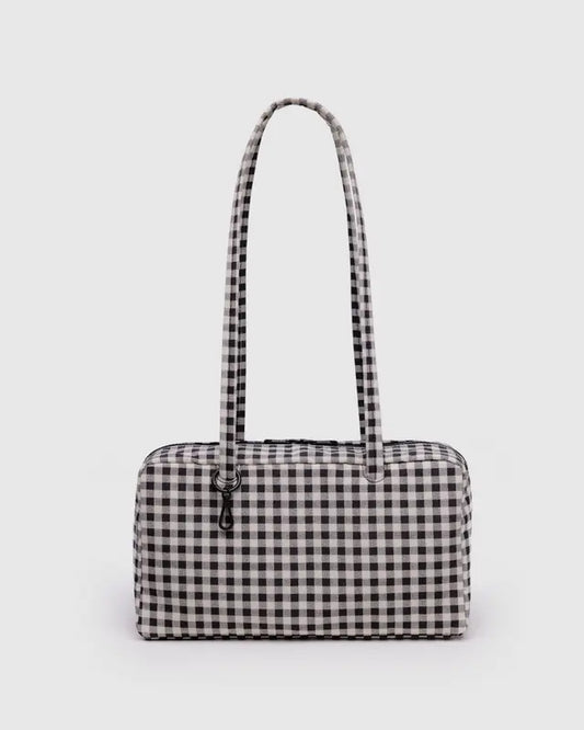 BAGGU Nylon Bowler Bag - Black & White Gingham