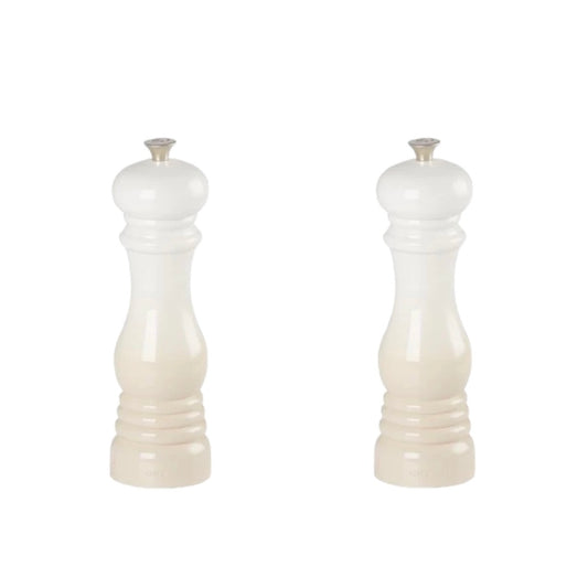 le creuset classic salt & pepper mill set in the shade meringue