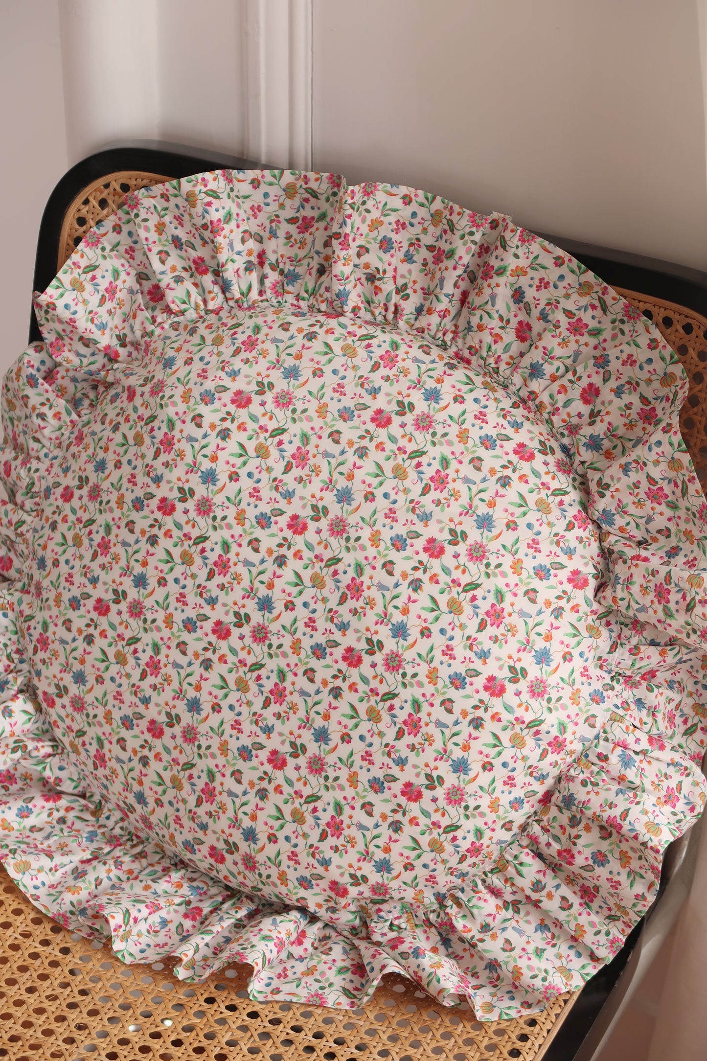 Coco & Wolf Ruffle Edge Cushion Made With Floral Liberty Fabric Luna Belle