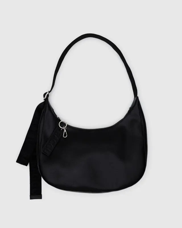 BAGGU Medium Recycled Leather Crescent Bag - Black