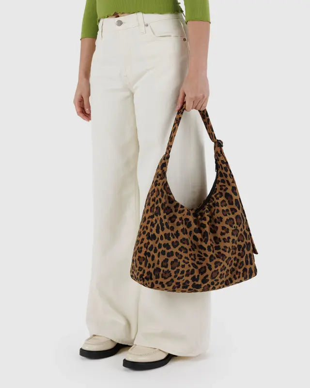 BAGGU Large Nylon Shoulder Bag  - Leopard