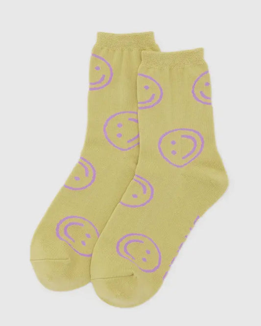 BAGGU Adult Crew Sock- Straw Happy