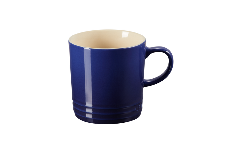 le creuset stoneware mug 350ml in indigo blue 