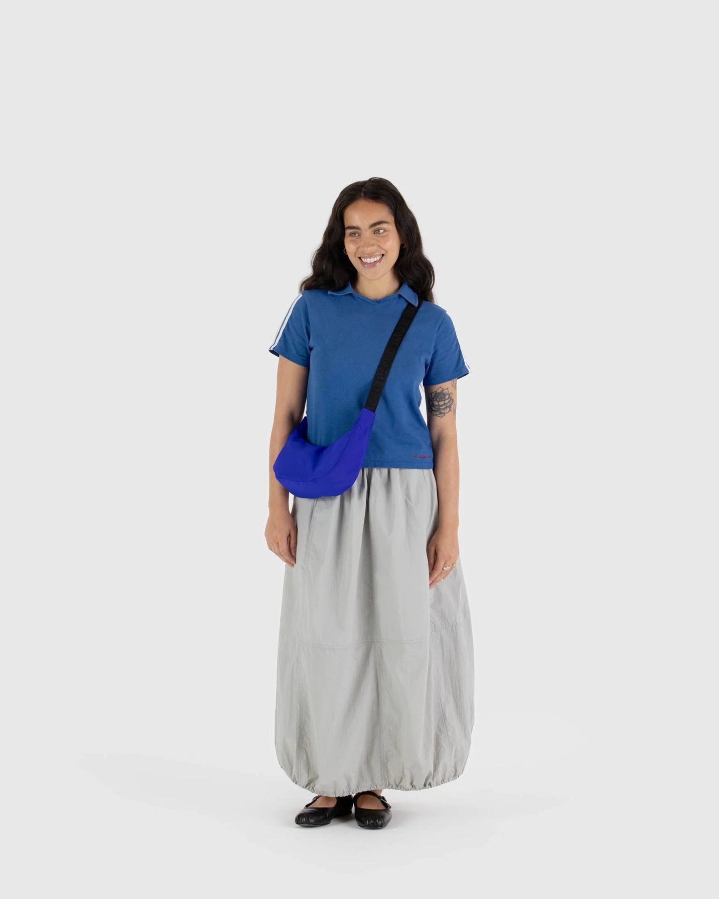 BAGGU Small Nylon Crescent Bag - Lapis