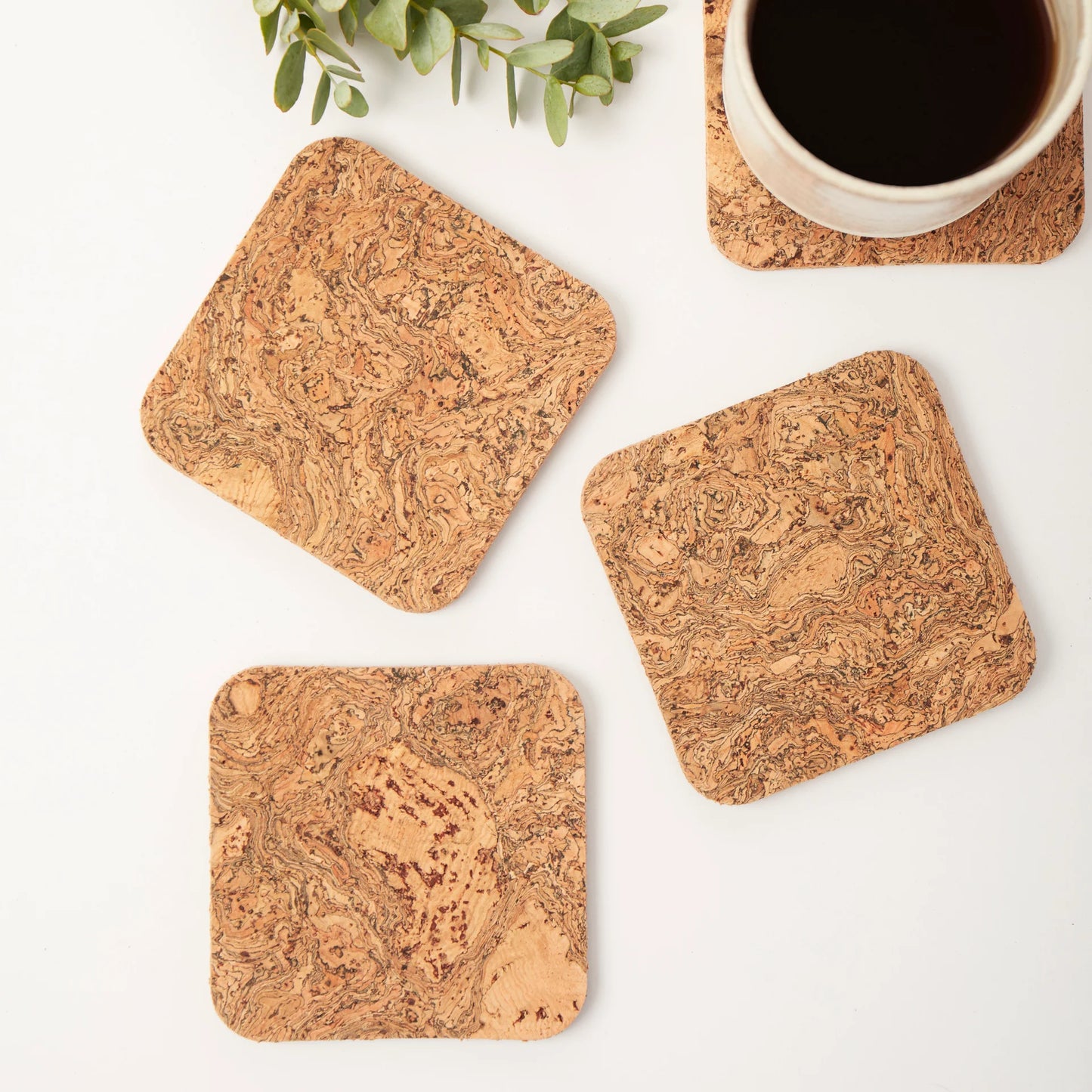 Liga Natural Square Cork Coasters Set of 4