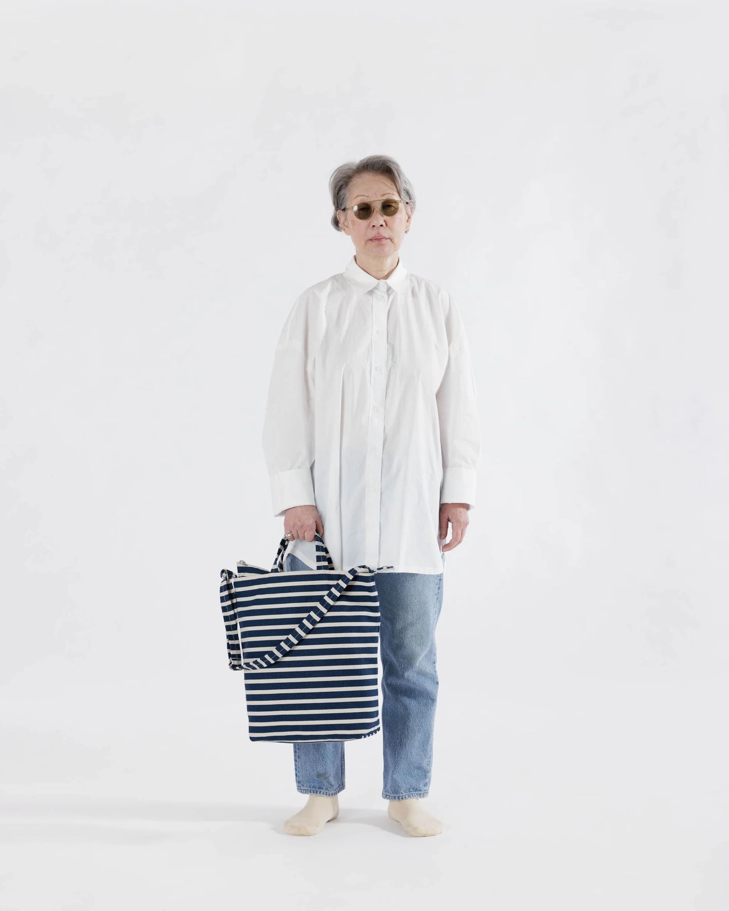 BAGGU Zip Duck Bag  - Navy Stripe