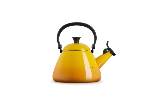 le creuset kone kettle in nectar a warm yellow shade 