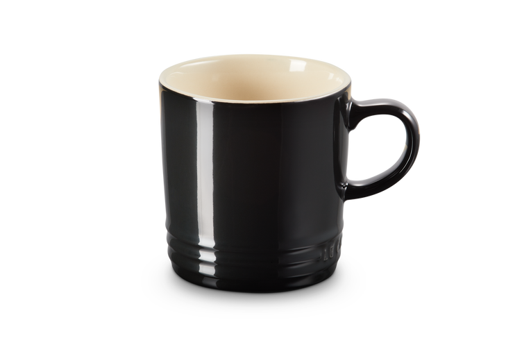 le creuset 350ml stoneware mug in black onyx 