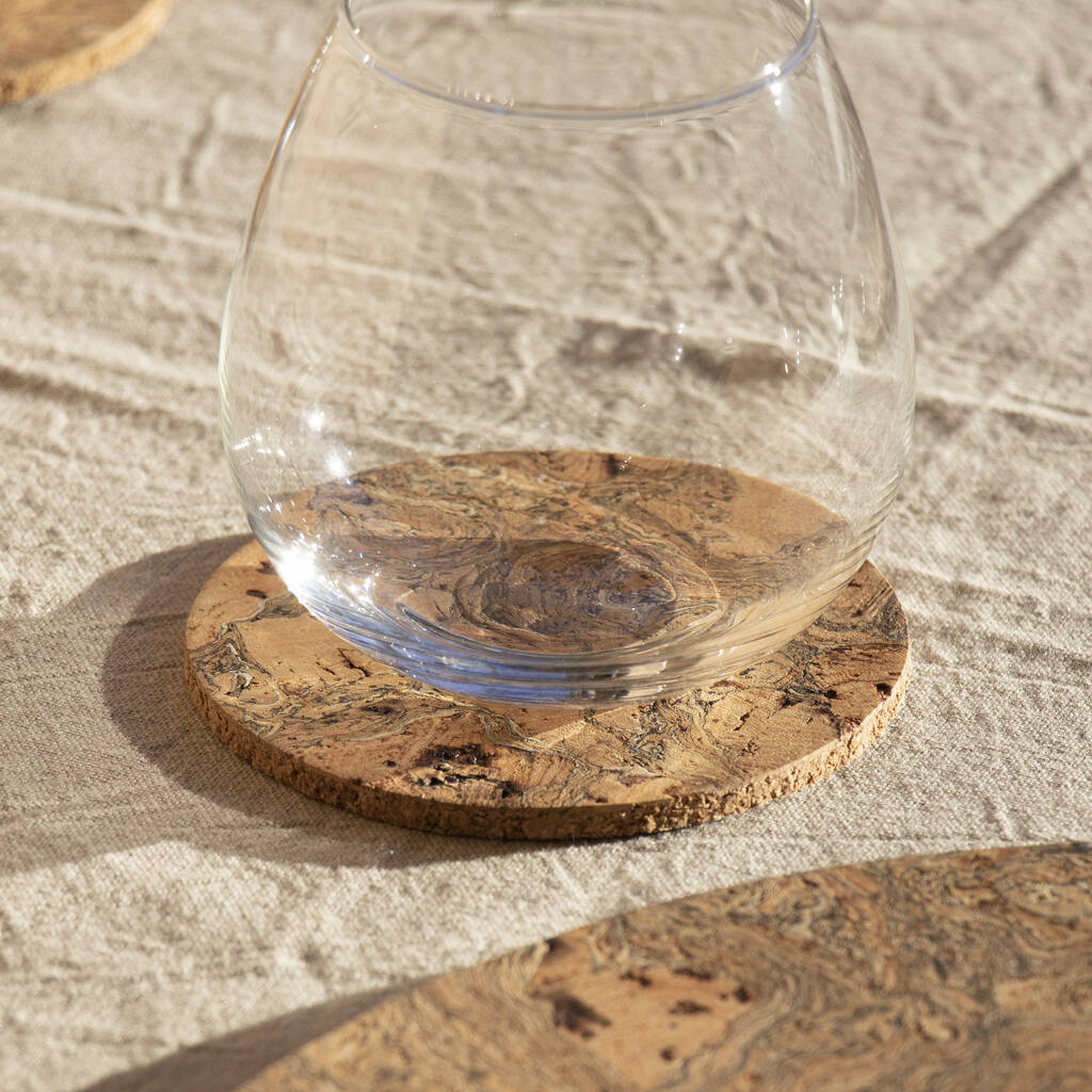 Liga Natural Round Cork Coasters Set of 4