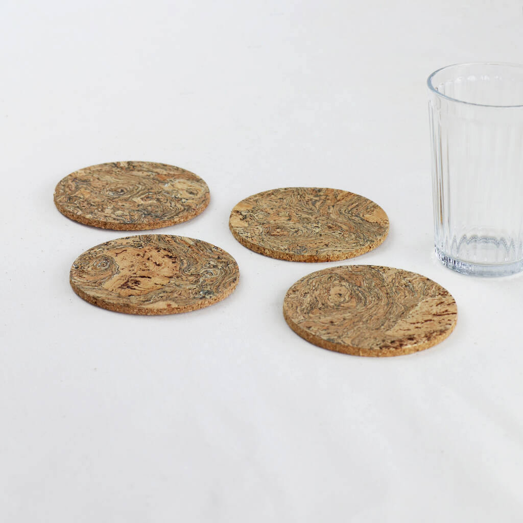 Liga Natural Round Cork Coasters Set of 4