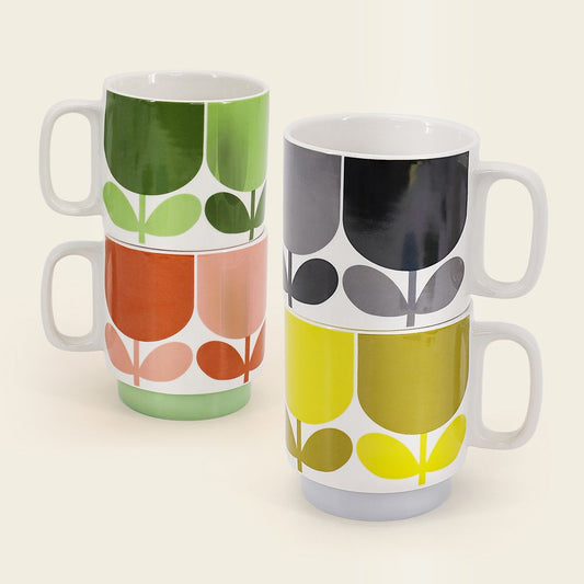 orla kiely multicolour block flower stackable mugs set of 4 