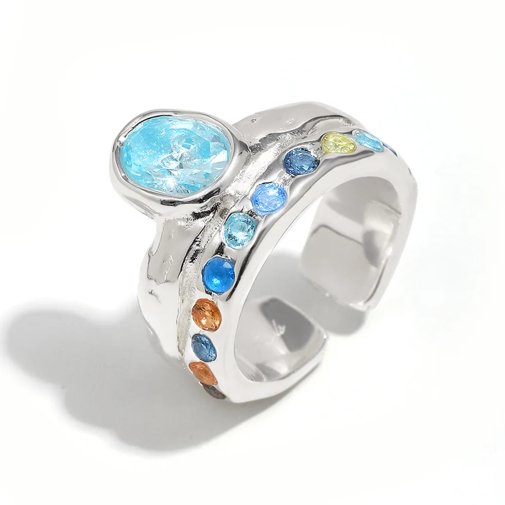Recreation Jewels Paloma Silver Ring - Light Blue