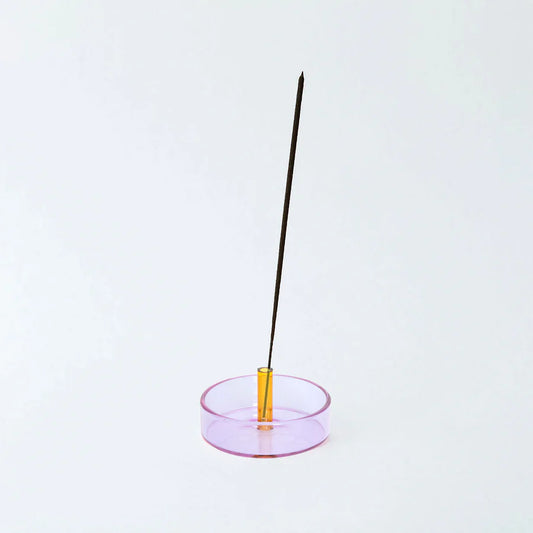 Block Design Duo Tone Glass incense holder in lilac and peach colour