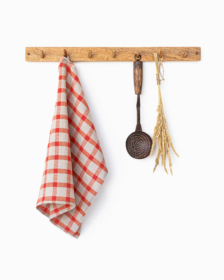 magic linen tea towel in red gingham pattern