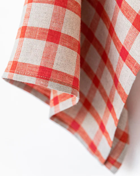 Magic Linen Tea Towel in Red Gingham