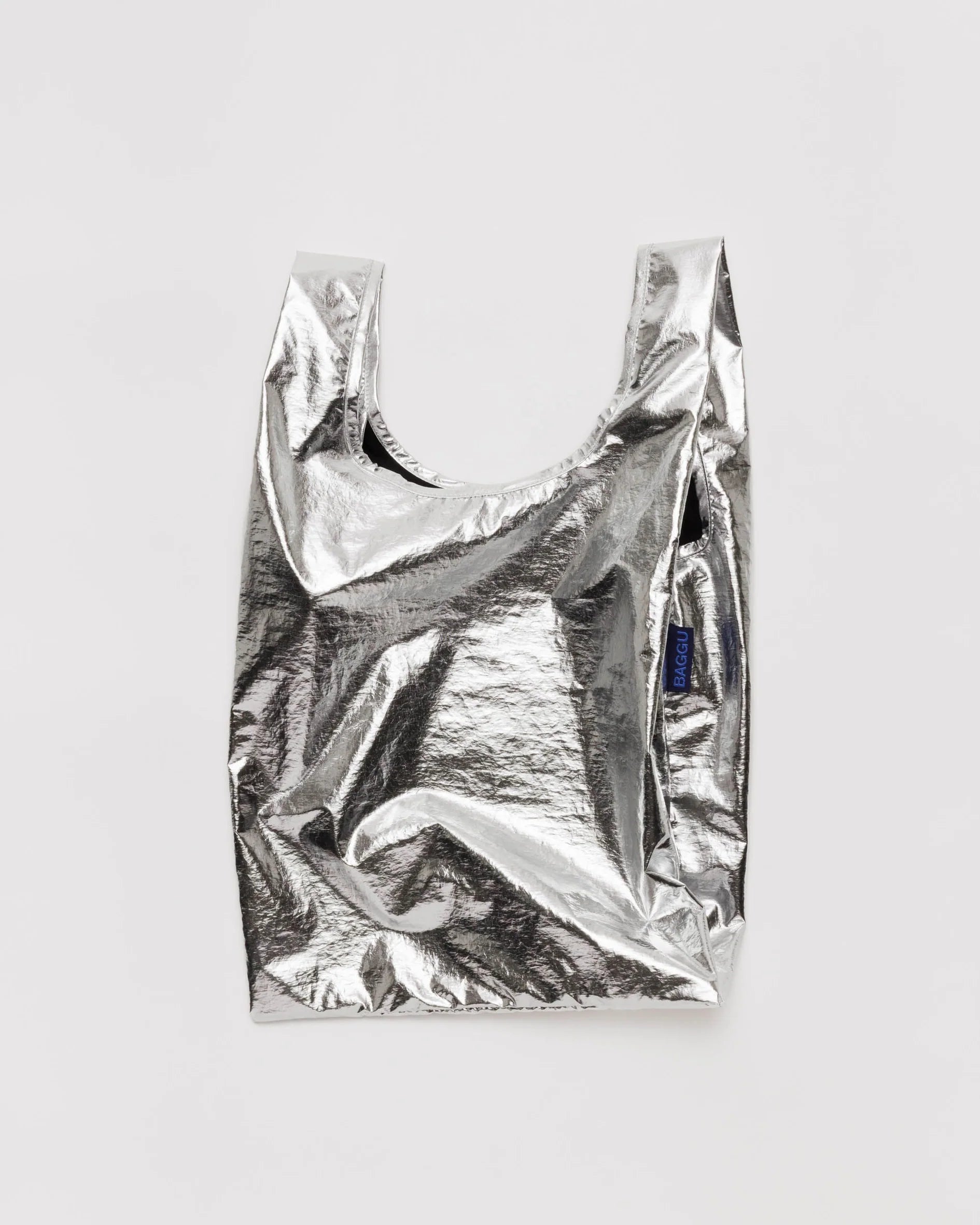 baggu baby reusable bag in metallic silver 