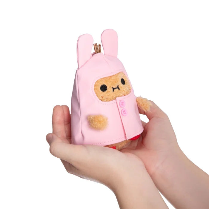 Noodoll Bunny Boots - Pink Raincoat Ricespud Mini Sitting Plush Toy