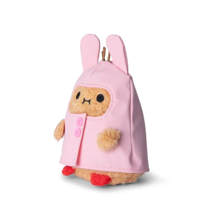 Noodoll Bunny Boots - Pink Raincoat Ricespud Mini Sitting Plush Toy