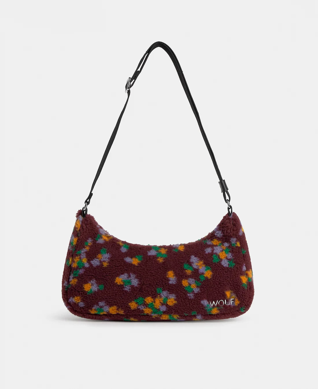 wouf teddy multicolour crossbody bag on a white background