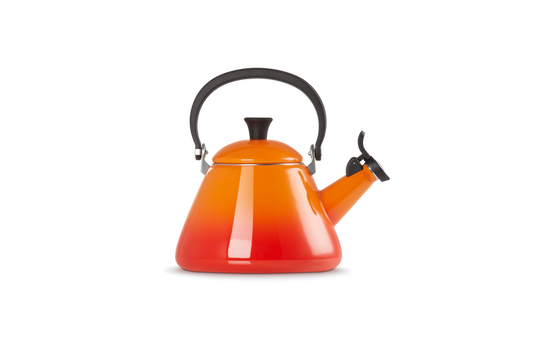 le creuset kone kettle in volcanic orange 