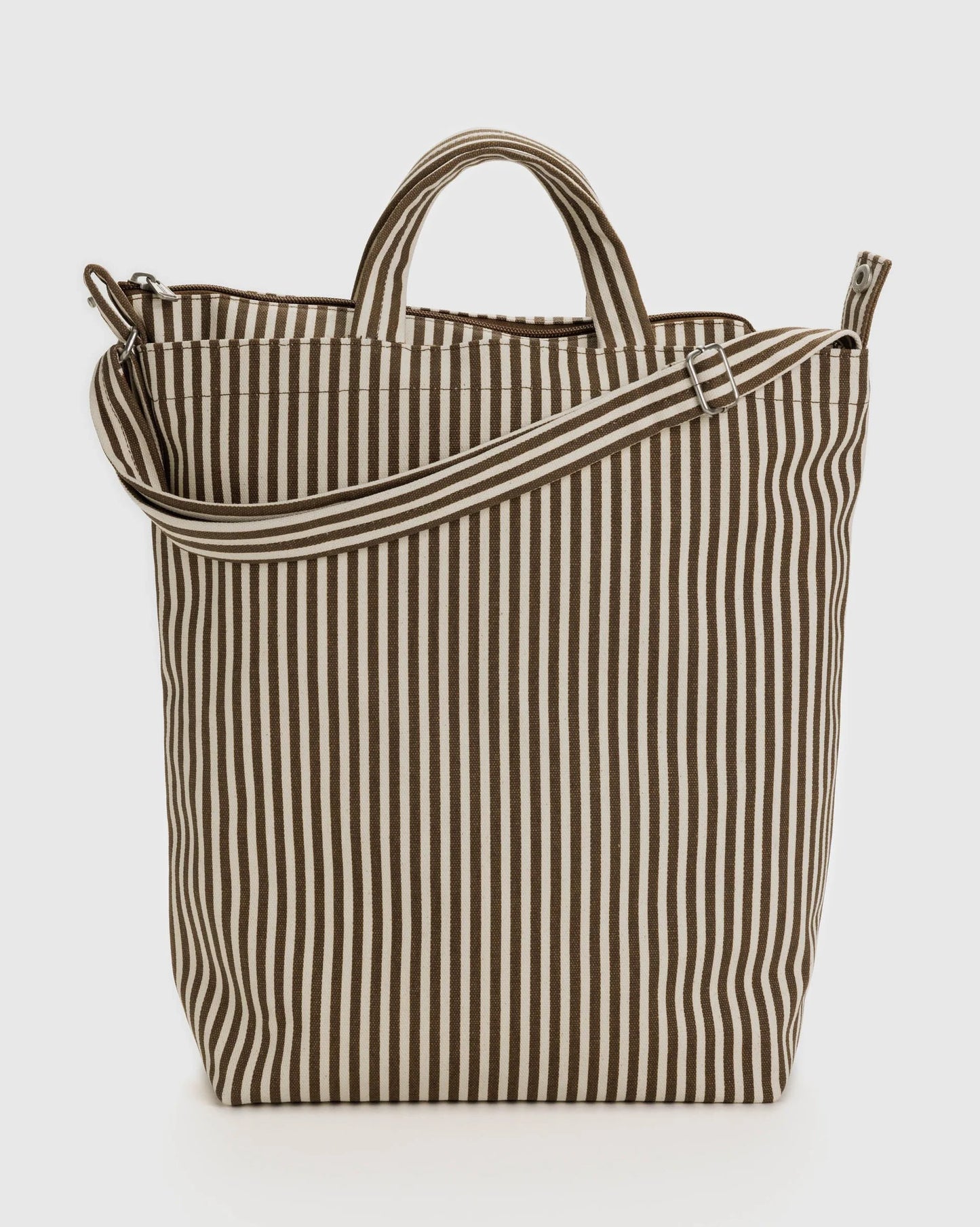 BAGGU Zip Duck Bag in Brown Stripe 