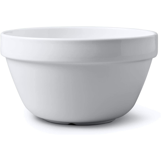 a medium white porcelain pudding bowl
