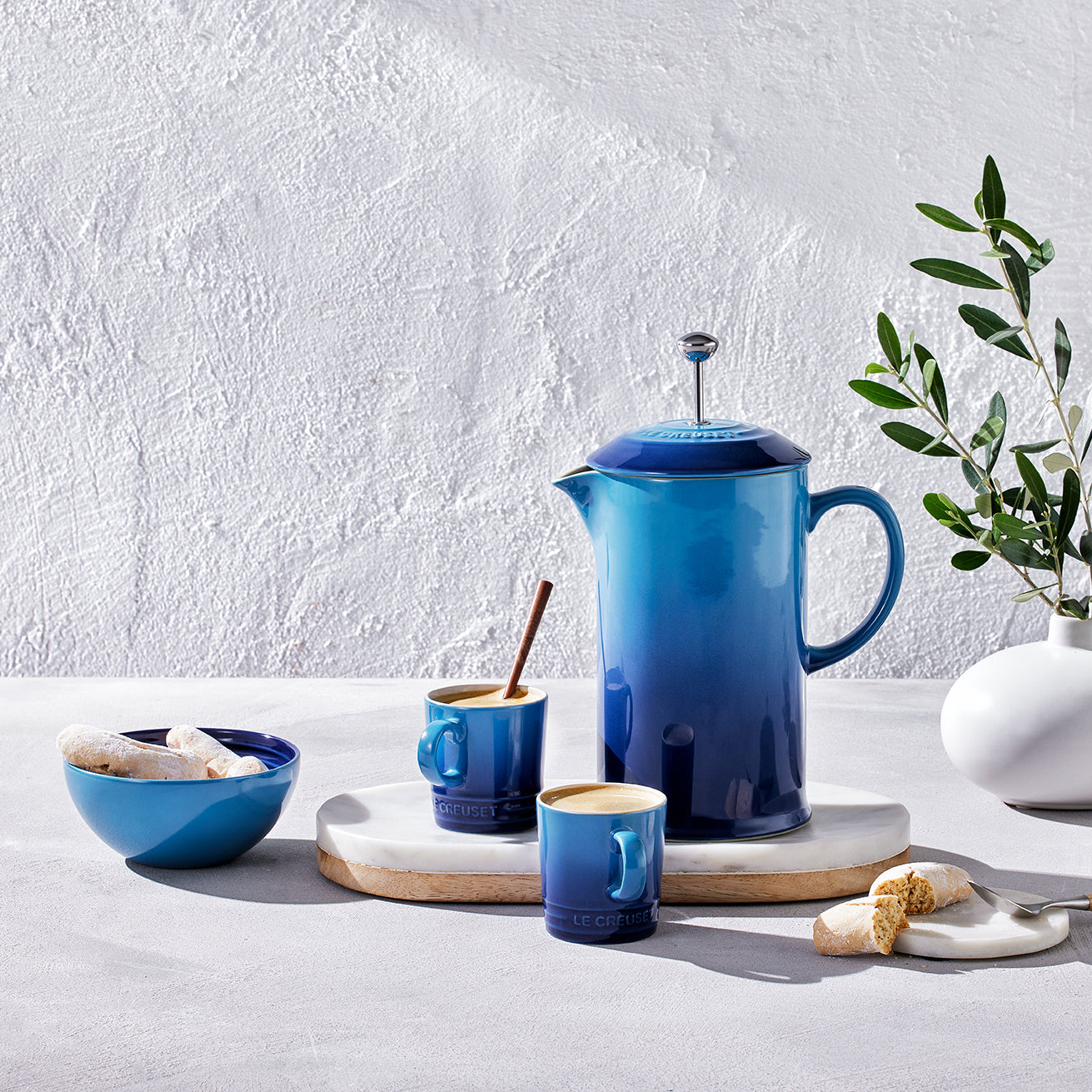 Le Creuset Stoneware Cafetiere 0.8L Azure Blue
